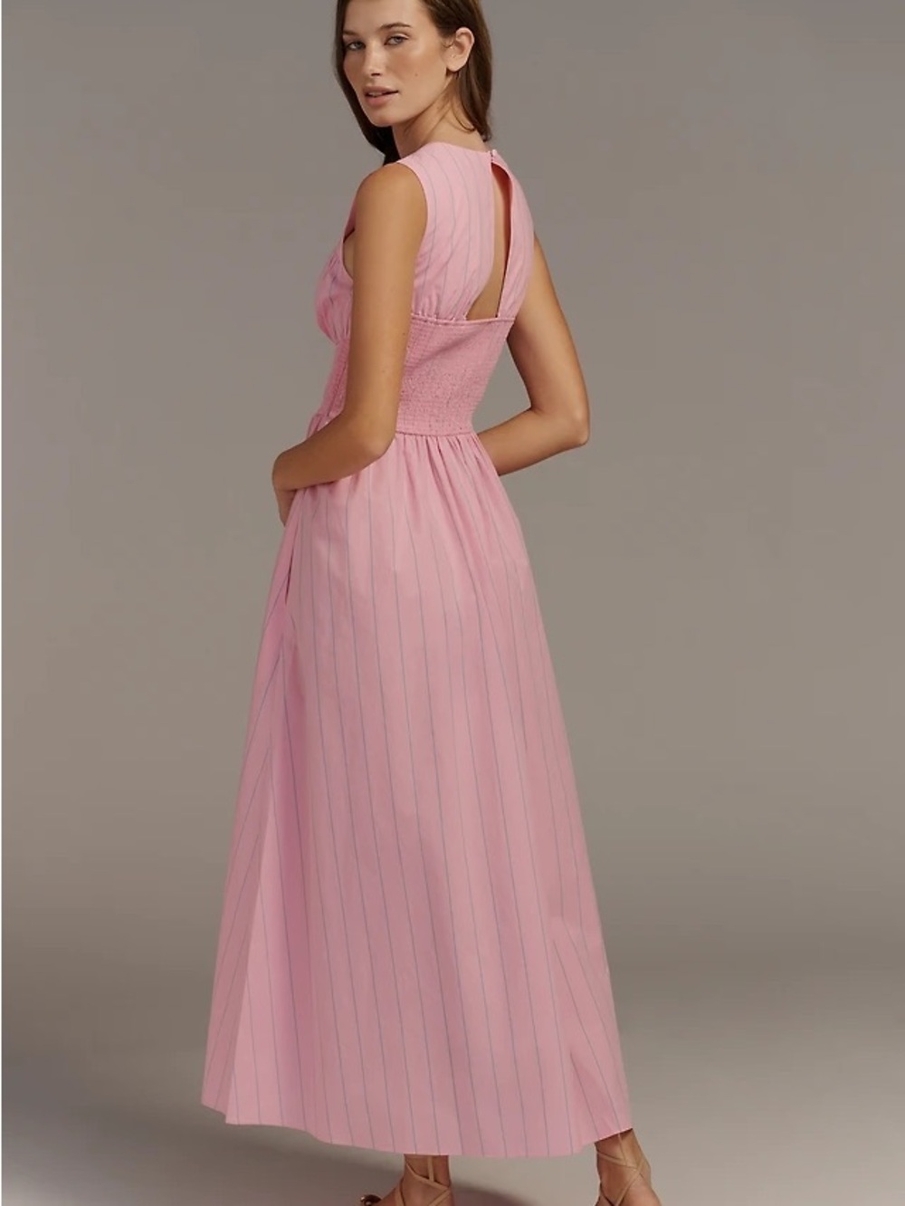 NWT HUNTER BELL Pink Sleeveless Maxi Dress with Smocked Waist - Picture 3 of 3